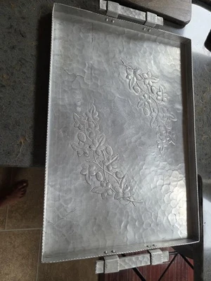 Vintage Hand Forged Everlast Metal Aluminum Tray 19.5 By 13.5 BERRY Pattern - Image 1 of 4