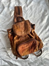 Vintage Patchwork Bag 90s Does 70s Leather Suede Backpack Zipper Pocketed Mini