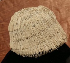 Vtg cloche hat 1950s flapper roaring 20s champagne/beige THE WHITE HOUSE