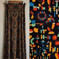 Folk Art Print Maxi Skirt Size M Geometric Scandinavian Boho Country Cowgirl