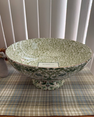 Morris & Co.  Strawberry Thief  Porcelain Large 11 1/4'' PEDESTAL BOWL - Gorgeous