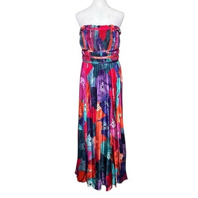 Hutch Sabine Gown 6 Floral Maxi Dress Pliss Pleated Strapless Party  Wedding NEW | eBay