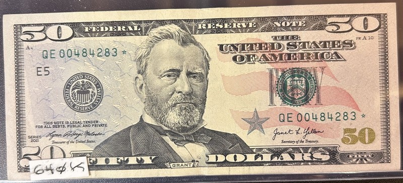 Rare 640K Run $50 Star Note - (Serial#00484283) - Series 2021- See Graphic