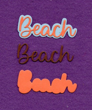 BEACH  3 word with background die cuts scrapbook cards