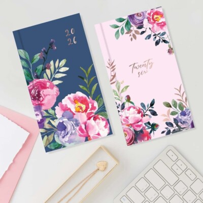 2026 Tagebuch Slim Size Woche zur Ansicht Ganzjahreskalender Planer Vintage Floral