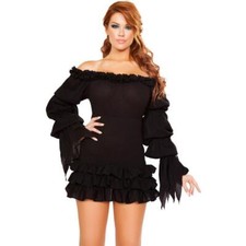 Ruffled Pirate Dress Long Sleeves Puffy Tattered Black Costume 4770 Small