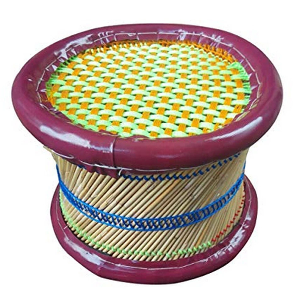 KKSM Patio Muddhi Eco-Friendly Handcraft Cane Bar Bamboo Footstool set of 2 - Image 2 of 2