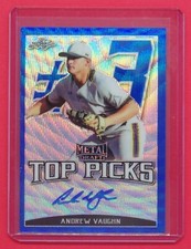 2019 Leaf Metal Draft  Andrew Vaughn 12/20 Autographs Top Picks Blue Wave #TPAV1