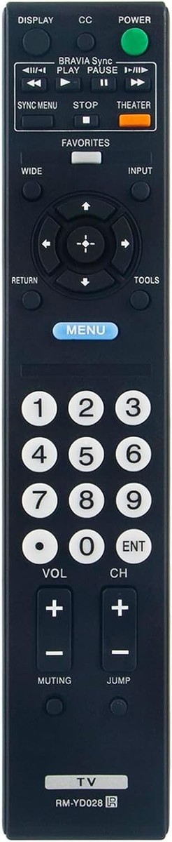Replacement Remote Control RM-YD028 For Sony Bravia TVs - KDL-26L5000, 40S504 Etc.