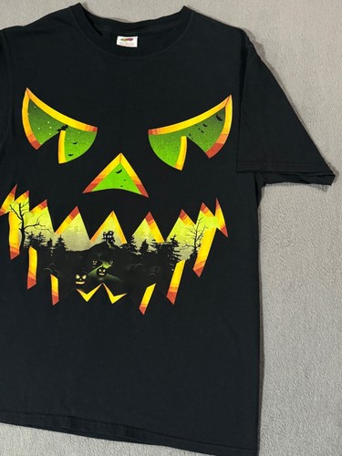 Halloween Pumpkin Vtg Y2K Fruit Of The Loom 3D Horror Scary Bat T Shirt -S - Picture 6 of 11