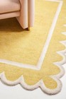 Yellow white color Scallop Hand tufted handmade wool rug for living ...