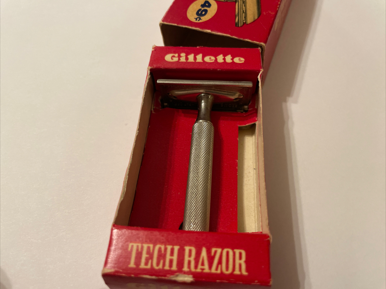 Vintage Gillette Safety Razor Co Tech Razor Gillette Blue Blades Logo w/Box eBay
