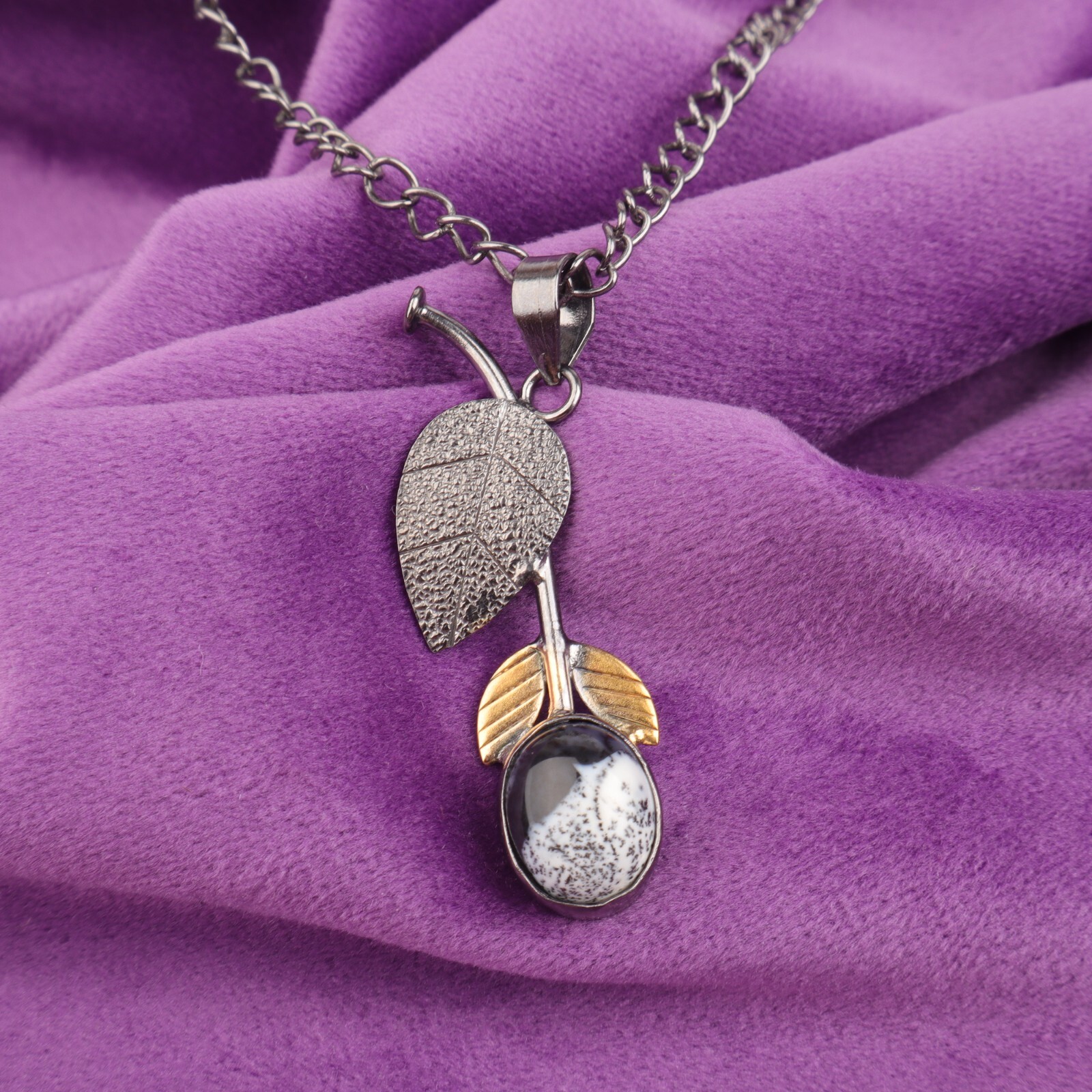 Natural Dendritic Opal Valentine Gift Anniversary Trendy Pendant Sterling Silver