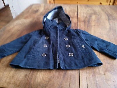 manteau noir CYRILLUS, fillette 12/18 mois, avec capuche amovible - Photo 1/4