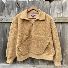 Joy Lab Half-zip Teddy Fleece Pullover Tan Brown Women’s Large (i)