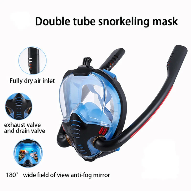 Snorkel Mask Full Face Diving Mask Snorkel Swim Goggles 180° View Anti Fog - image 3 of 4