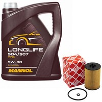 MotoröL Set 5W30 5 Liter + ÖLfilter 47827 FüR Audi Seat Leon Skoda VW Caddy 2.0