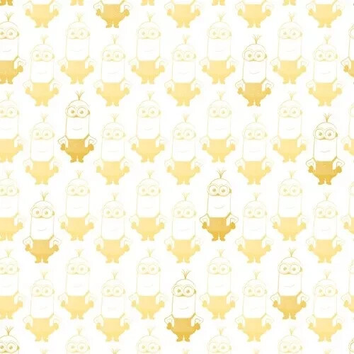 Minions Movie Kevin Tonal Yellow on White Minion QT Fabric By the FQ 1/4 YD - Picture 1 of 5
