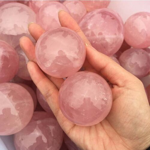 Natural Ball Pink Rare Reiki Quartz Healing Crystal Stone Sphere Magic Gemstone - Picture 1 of 8