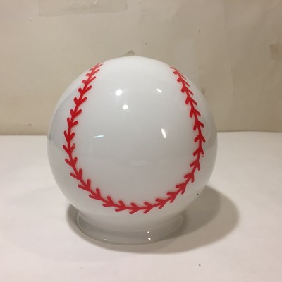 Vtg Baseball Milk Glass Ceiling Light Globe Lamp Shade White W Red