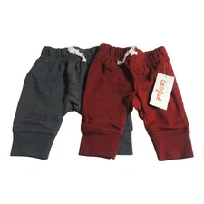 Cat & Jack Baby Boy Size 0-3M Drawstring Jogger Sweatpants Gray/Red (2 Pack)