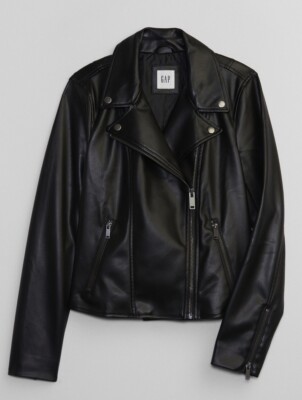 NWT Gap Factory Women's Vegan Leather Moto Jacket Black Size