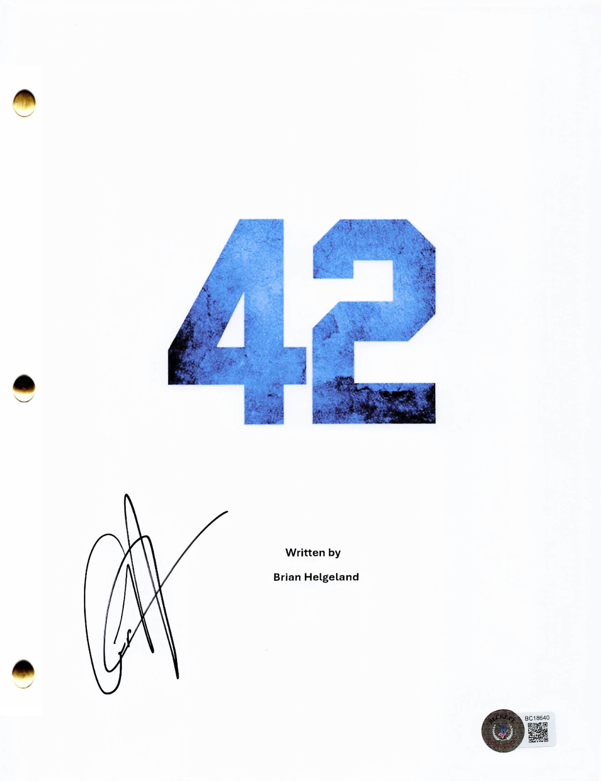 ANDRE HOLLAND Autographed Signed 42 FULL SCRIPT BAS BECKETT JACKIE ROBINSON 