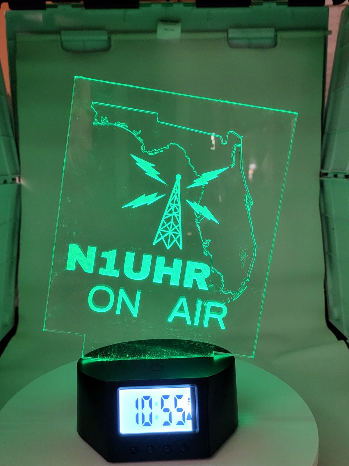 Led Call Sign Personalize Large Ham Radio Call Sign Custom LED Light with ALARM CLOCK ...