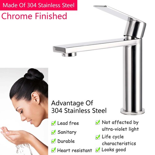 WELS Chrome Round/Square Basin Mixer Bathroom Sink Vanity Faucet Tap Spout - Picture 44 of 49
