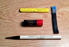 Vintage Fineline & Eversharp Red Top Containers w/ Advertising Mechanical Pencil