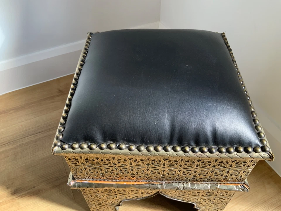 Moroccan Leather Hand Made Stool - Image 3 of 4
