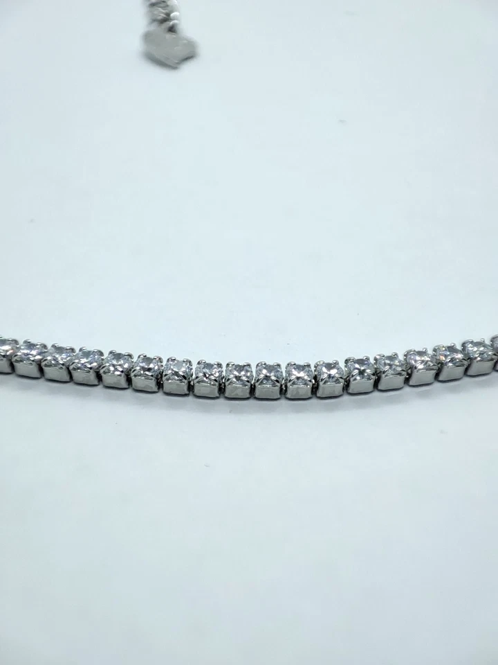 choker collana tennis donna in Argento 925 rodiato  zirconi bianchi.  1,5 mm - Immagine 4 di 4