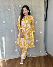 Indian Pakistani Top Tunic Kurta Set Women Casual Wear Kurti Pant Cord Set Dress