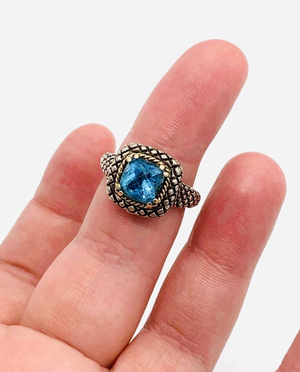 Vtg 925 Sterling Silver Aquamarine Blue Glass Stones Cocktail Ring Size 7 |  eBay