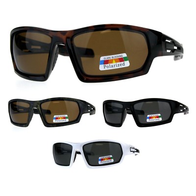 Mens Polarized Rectangular Warp Biker Plastic Sport Sunglasses