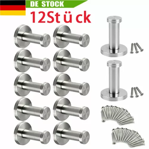 12 Stück Kleiderhaken Garderobenhaken Edelstahl Wandhaken Handtuchhalter Haken - Bild 1 von 12