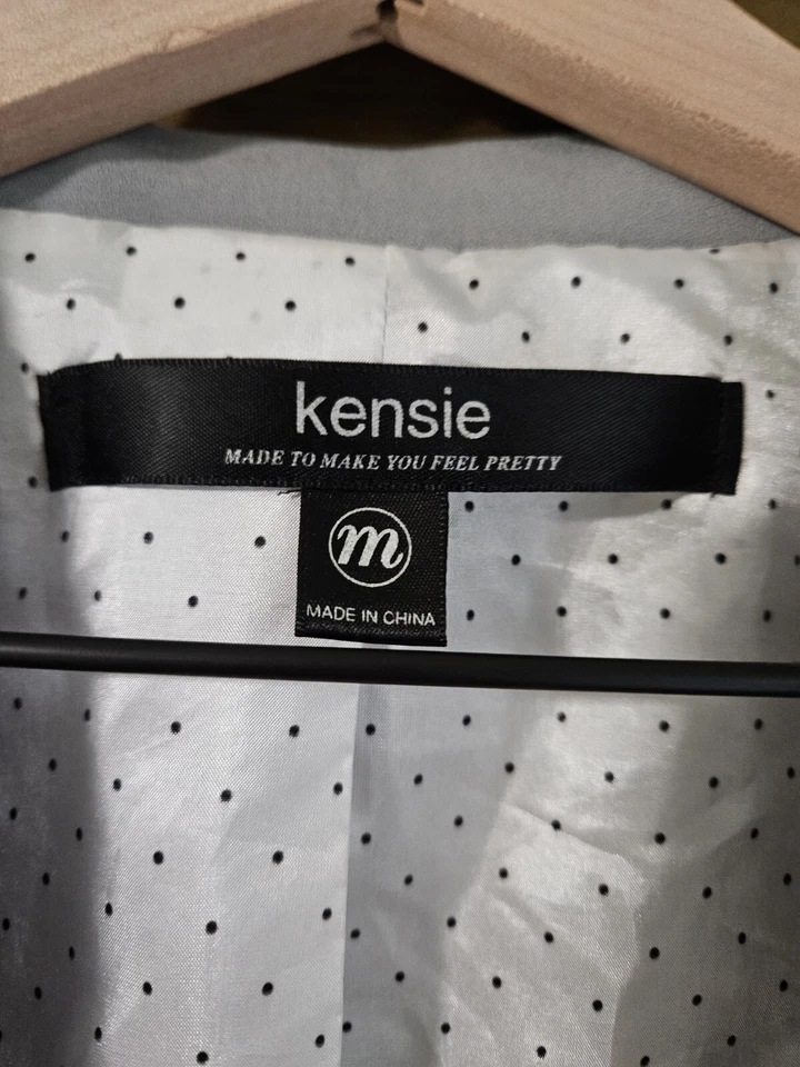 Chaqueta Blazer Kensie Mujer Gris Claro Forro Lunares Talla Mediana Foto 2 de 3