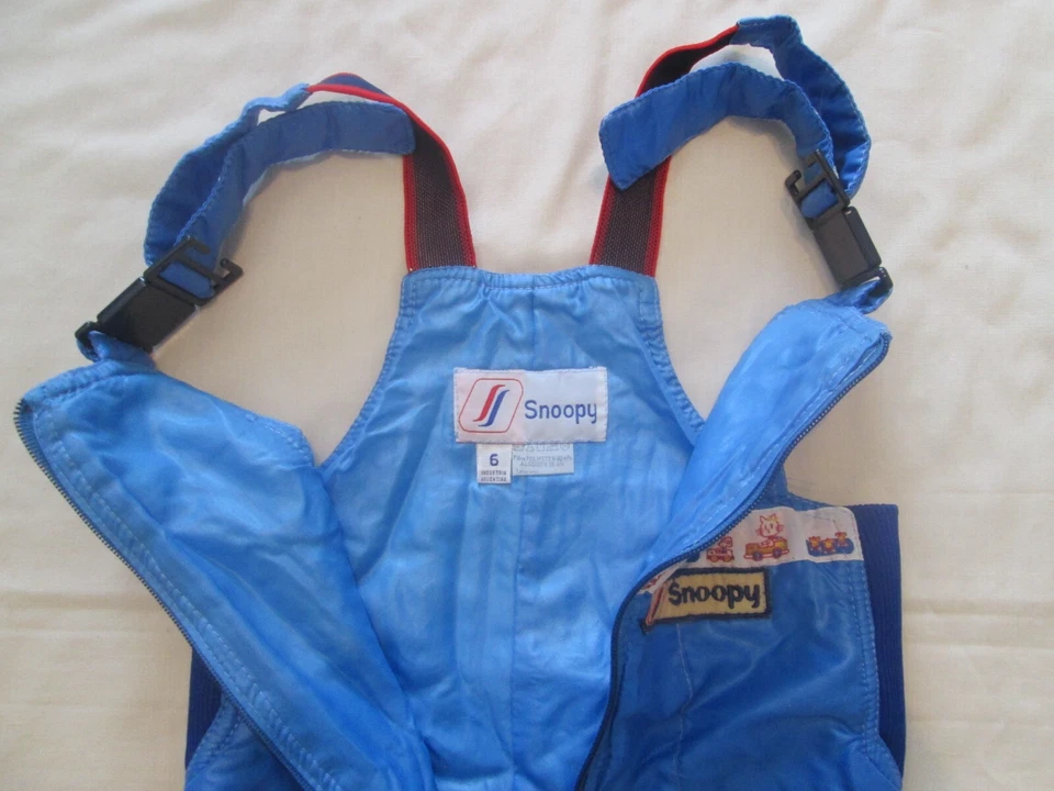 Snoopy синий детский снег нагрудник комбинезон размер 6 на молнии карманы, эластичные стороны ~ изящный - Изображение 2 из 4