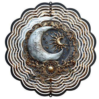 Metal Work Moon 3D Metalwork Moon Wind Spinner | Cosmic Garden Accent | eBay