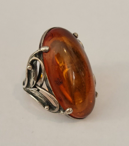 Vintage großer Bernstein Ring Set in Silber - Bild 7 von 10