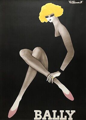 Original Vintage Poster BALLY Blonde Villemot French Shoes Fashion 45 x 62  LINEN | eBay