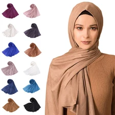 Islamic Long Scarf Wrap Scarves Women Muslim Soild Colot Shawls Headscarf Wrap