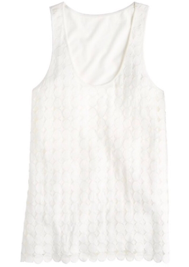 J.Crew White Eyelet Dot Tank Size Large eBay