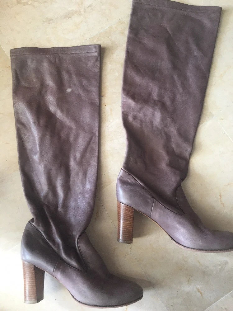 Bottes Femme Couleur Taupe MAX MARA Cuir Ultra Souple T.37 eBay