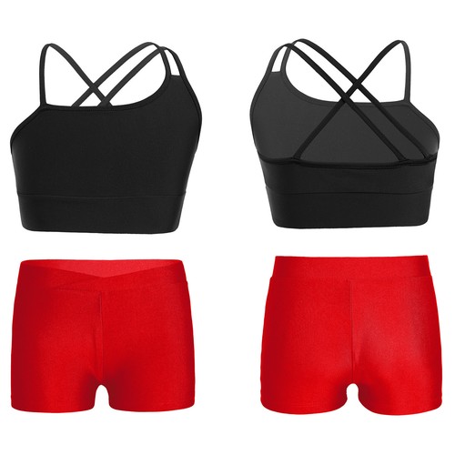 Kid Girl 2 Pieces Athletic Dance Outfits Sport Tank Top and Shorts Set Swimsuit - Picture 118 of 158