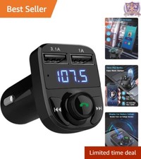 Wireless Bluetooth FM Transmitter Car Charger, Dual USB, Handsfree Call Adapter