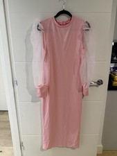 Women’s Pink Puff Sleeve Maxi Dress Size L UK 12/ 14 New Without Tags