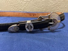 Montana Silversmiths Ranger Belt Buckle Set Black Leather Western Size 32