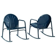 Crosley Furniture Griffith Metal Rocking Chair in Navy Gloss (Set of 2)