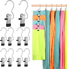 Pant Hangers with Clips, Metal Legging Organizer for Closet, 10 Pack Black 